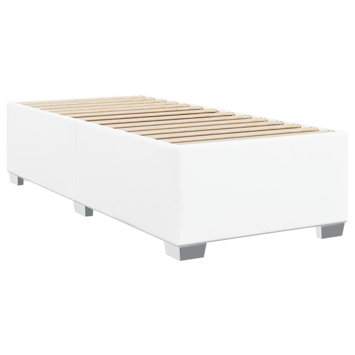Pat box spring cu saltea, alb, 90x200 cm, piele ecologică WALTI