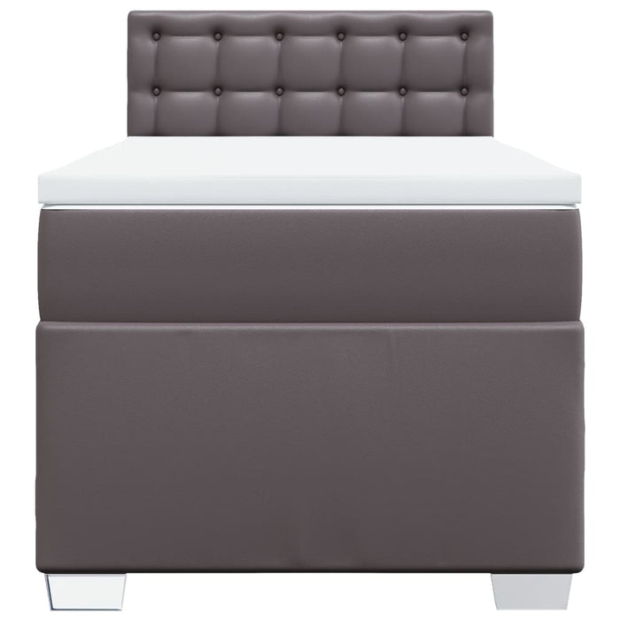 Pat box spring cu saltea, gri, 90x200 cm, piele ecologică - WALTI WALTI