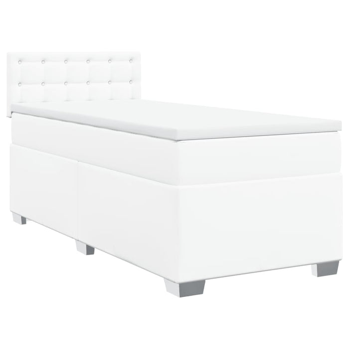 Pat box spring cu saltea, alb, 100x200 cm, piele ecologică - WALTI WALTI