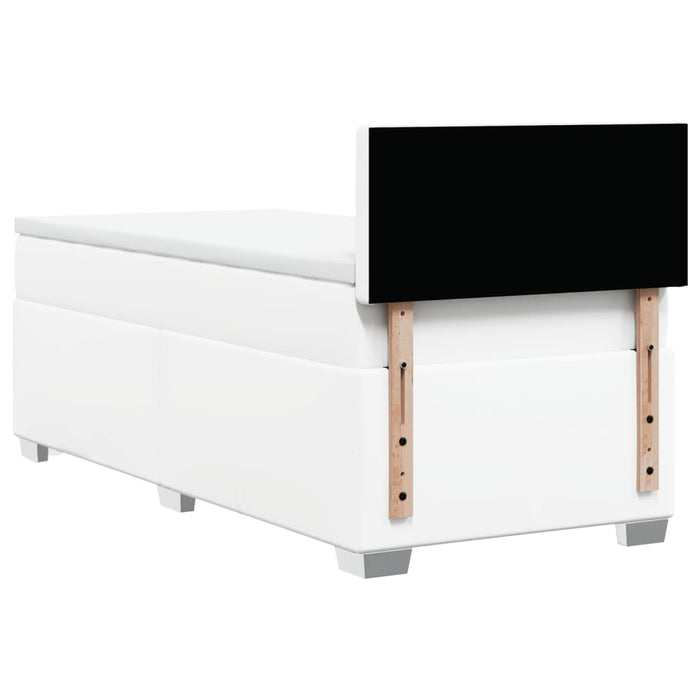 Pat box spring cu saltea, alb, 100x200 cm, piele ecologică - WALTI WALTI