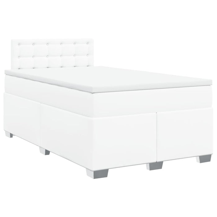 Pat box spring cu saltea, alb, 120x190 cm, piele ecologică - WALTI WALTI