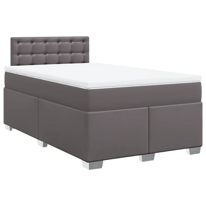 Pat box spring cu saltea, gri, 120x190 cm, piele ecologică - WALTI WALTI