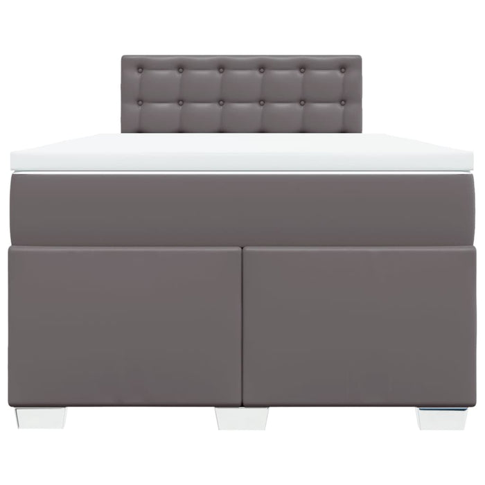 Pat box spring cu saltea, gri, 120x190 cm, piele ecologică - WALTI WALTI