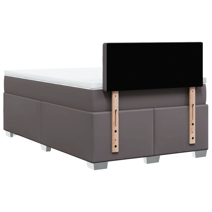 Pat box spring cu saltea, gri, 120x190 cm, piele ecologică - WALTI WALTI