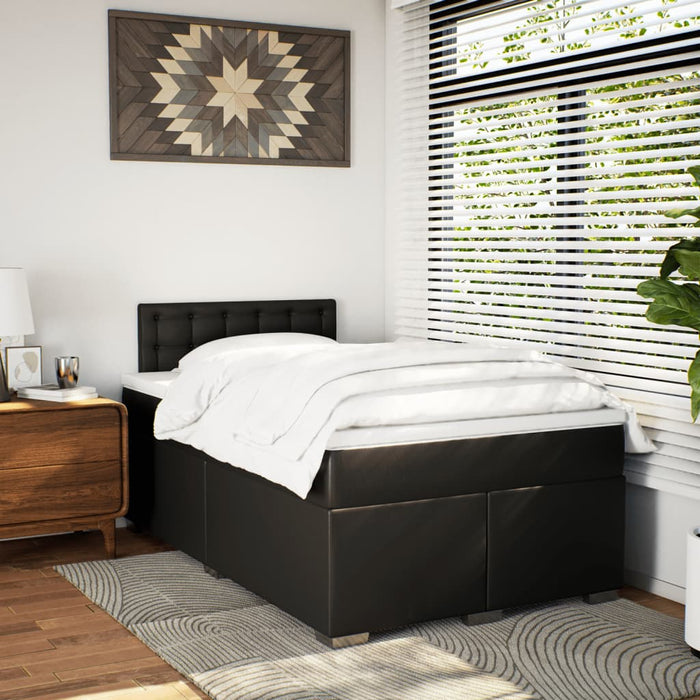Pat continental cu saltea, negru, 120x200 cm, piele ecologică - WALTI WALTI