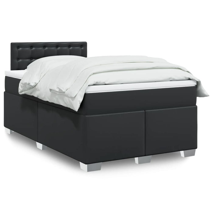 Pat continental cu saltea, negru, 120x200 cm, piele ecologică - WALTI WALTI