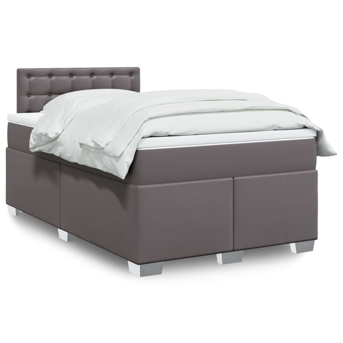 Pat box spring cu saltea, gri, 120x200 cm, piele ecologică - WALTI WALTI