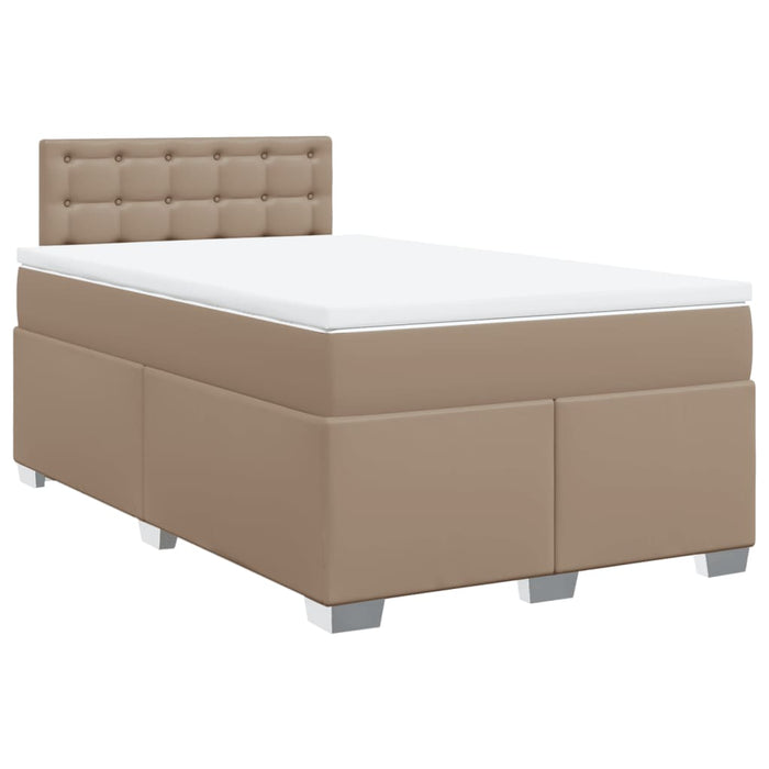 Pat box spring cu saltea, cappuccino, 120x200cm piele ecologică WALTI