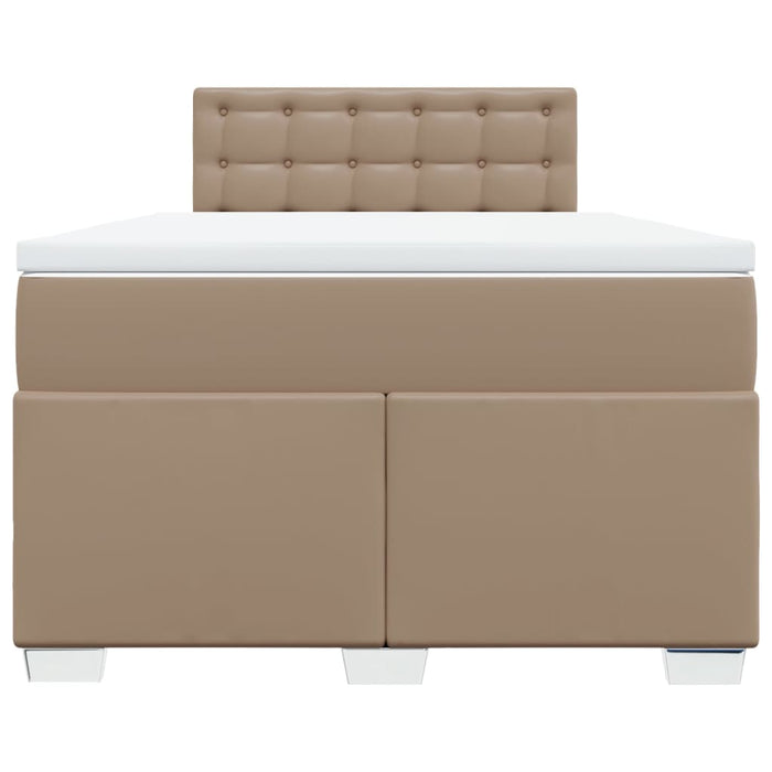 Pat box spring cu saltea, cappuccino, 120x200cm piele ecologică WALTI