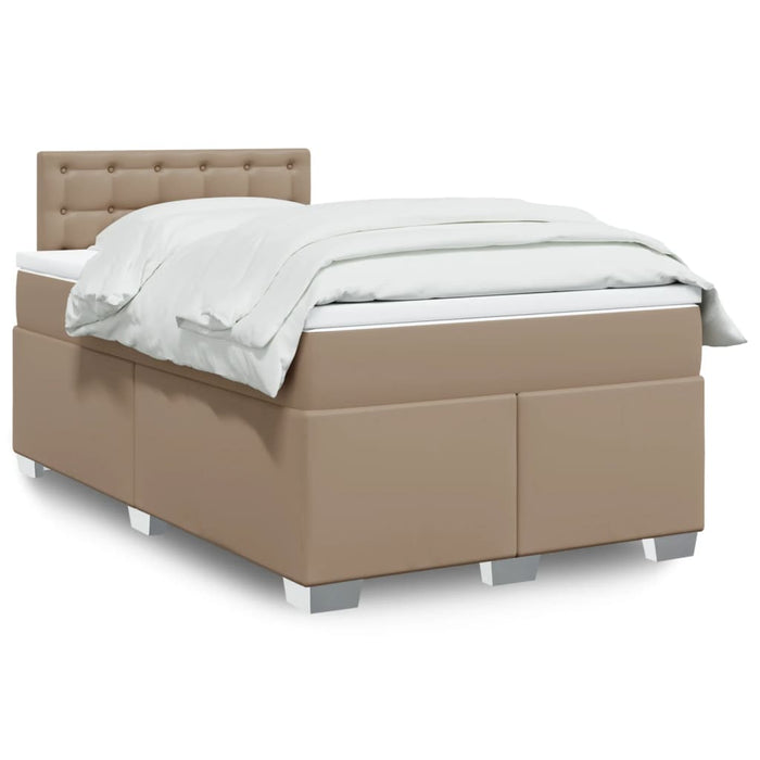 Pat box spring cu saltea, cappuccino, 120x200cm piele ecologică WALTI