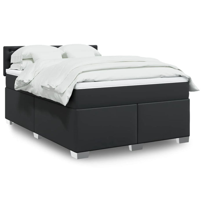 Pat box spring cu saltea, negru, 140x190 cm, piele ecologică - WALTI WALTI
