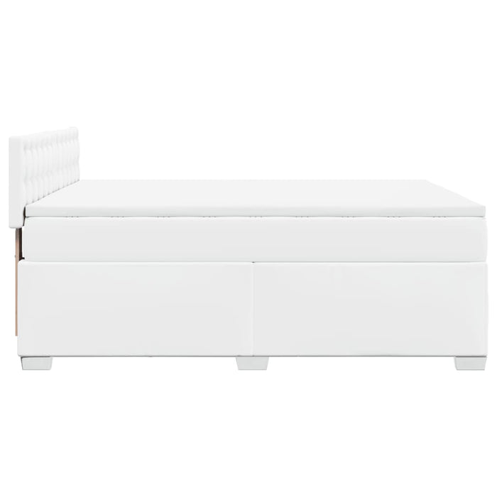 Pat box spring cu saltea, alb, 140x190 cm, piele ecologică WALTI