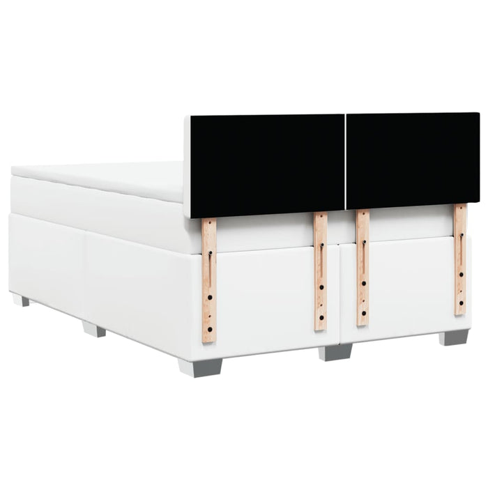 Pat box spring cu saltea, alb, 140x190 cm, piele ecologică WALTI