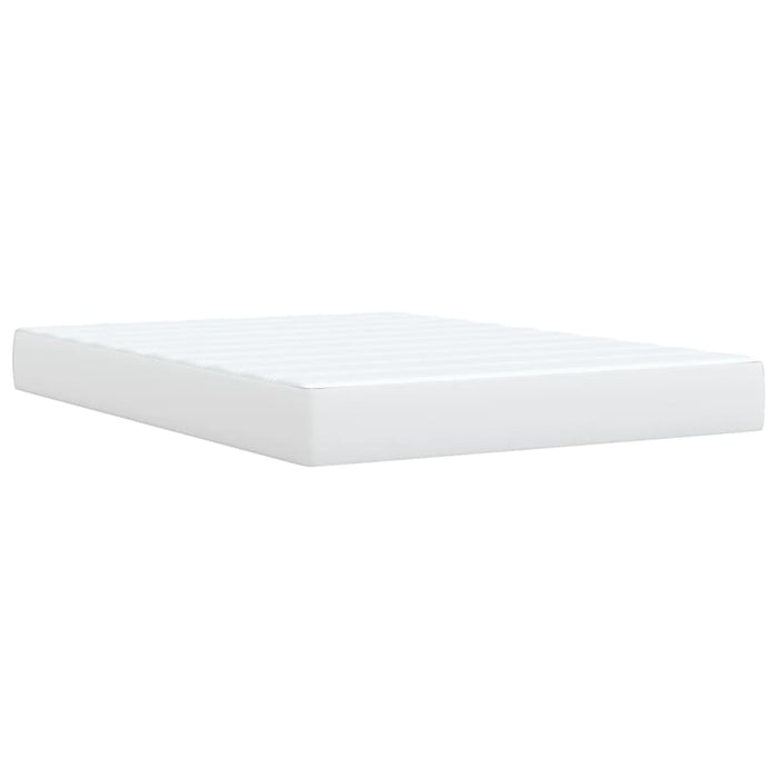 Pat box spring cu saltea, alb, 140x190 cm, piele ecologică WALTI
