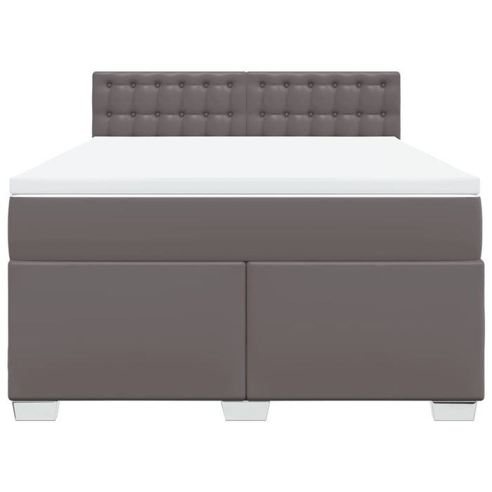Pat box spring cu saltea, gri, 140x190 cm, piele ecologică - WALTI WALTI