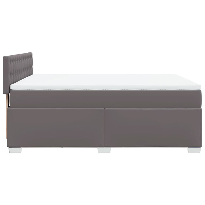 Pat box spring cu saltea, gri, 140x190 cm, piele ecologică - WALTI WALTI