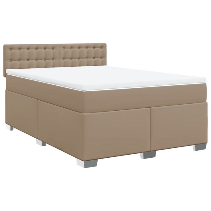 Pat box spring cu saltea, cappuccino, 140x190cm piele ecologică - WALTI WALTI