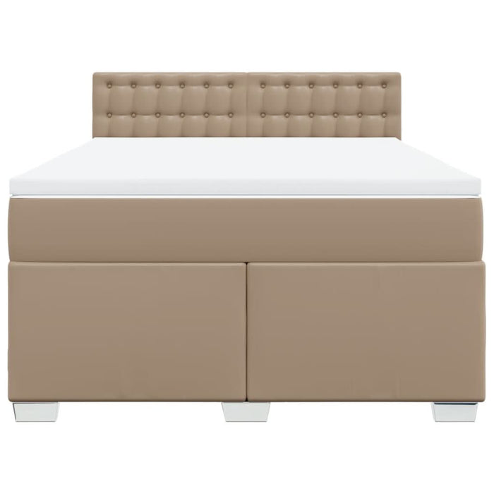 Pat box spring cu saltea, cappuccino, 140x190cm piele ecologică - WALTI WALTI