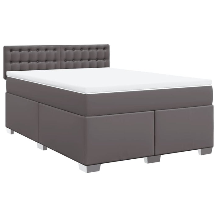 Pat box spring cu saltea, gri, 140x200 cm, piele ecologică - WALTI WALTI