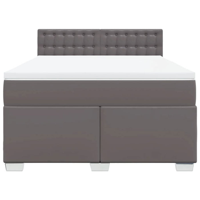 Pat box spring cu saltea, gri, 140x200 cm, piele ecologică - WALTI WALTI