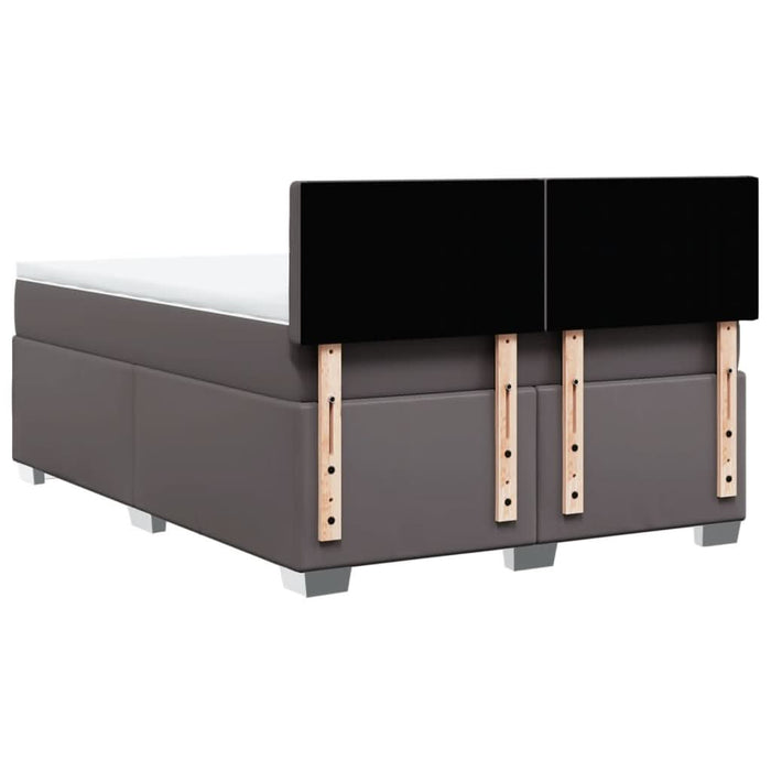 Pat box spring cu saltea, gri, 140x200 cm, piele ecologică - WALTI WALTI