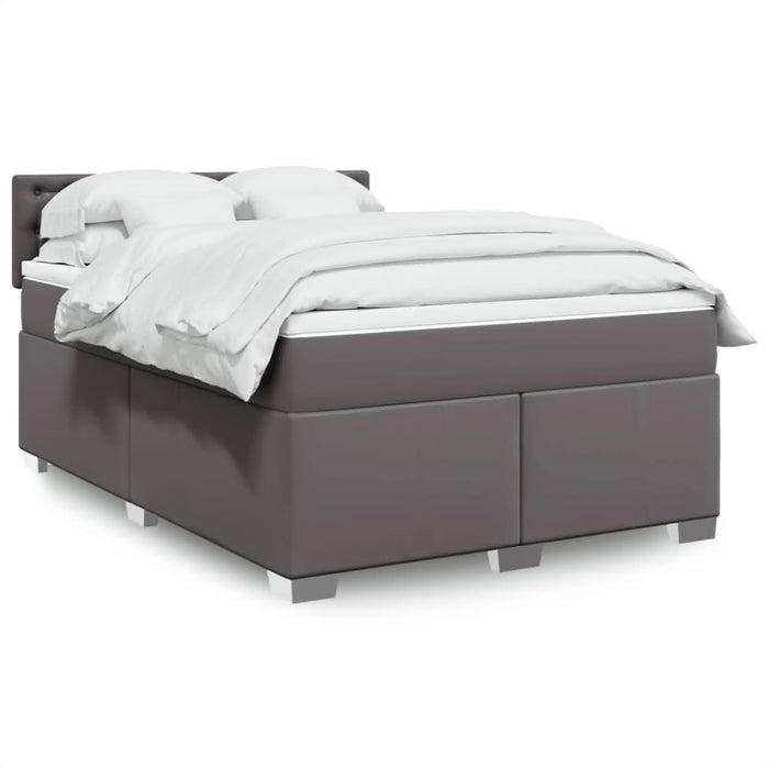 Pat box spring cu saltea, gri, 140x200 cm, piele ecologică - WALTI WALTI