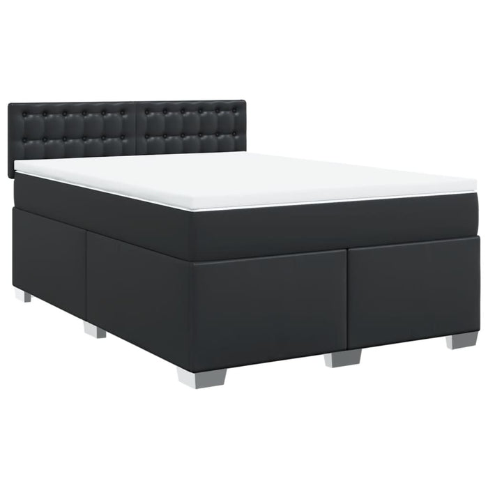Pat box spring cu saltea, negru, 160x200 cm, piele ecologică - WALTI WALTI