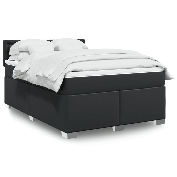 Pat box spring cu saltea, negru, 160x200 cm, piele ecologică - WALTI WALTI