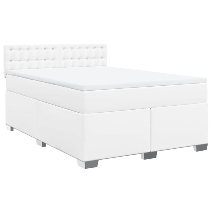 Pat box spring cu saltea, alb, 160x200 cm, piele ecologică - WALTI WALTI