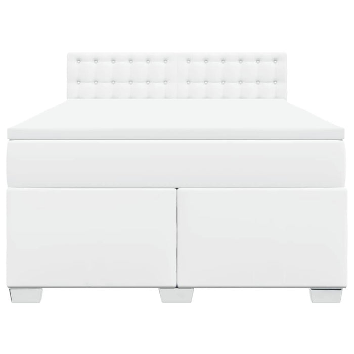 Pat box spring cu saltea, alb, 160x200 cm, piele ecologică - WALTI WALTI