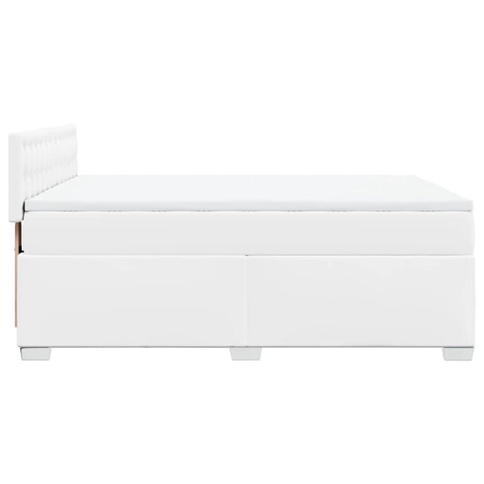 Pat box spring cu saltea, alb, 160x200 cm, piele ecologică - WALTI WALTI