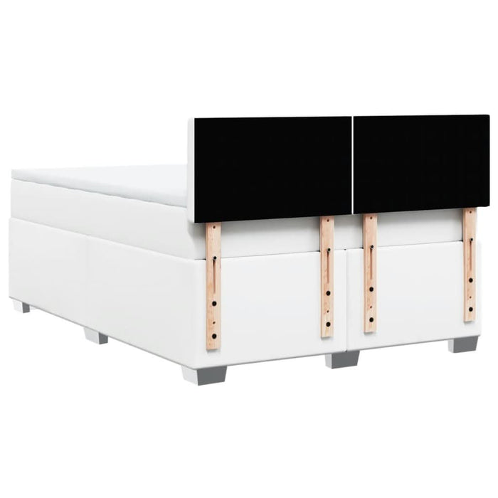 Pat box spring cu saltea, alb, 160x200 cm, piele ecologică - WALTI WALTI