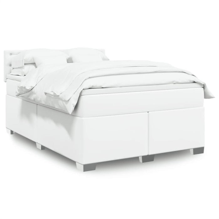 Pat box spring cu saltea, alb, 160x200 cm, piele ecologică - WALTI WALTI