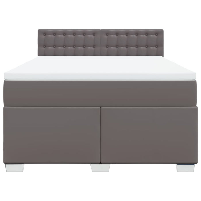 Pat box spring cu saltea, gri, 160x200 cm, piele ecologică - WALTI WALTI