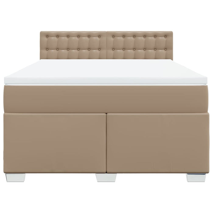 Pat box spring cu saltea, cappuccino, 160x200cm piele ecologică - WALTI WALTI