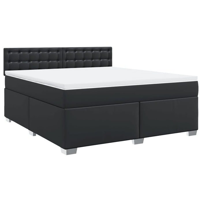 Pat box spring cu saltea, negru, 180x200 cm, piele ecologică - WALTI WALTI