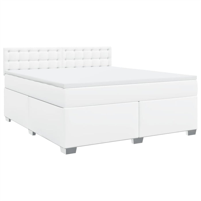 Pat box spring cu saltea, alb, 180x200 cm, piele ecologică - WALTI WALTI