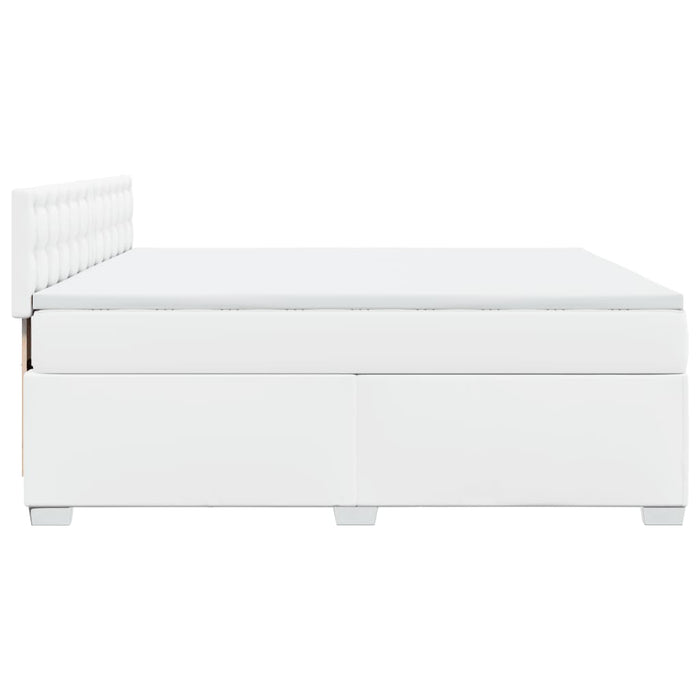 Pat box spring cu saltea, alb, 180x200 cm, piele ecologică - WALTI WALTI