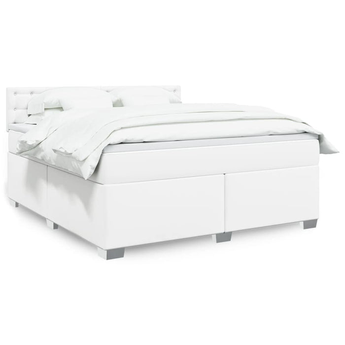 Pat box spring cu saltea, alb, 180x200 cm, piele ecologică - WALTI WALTI