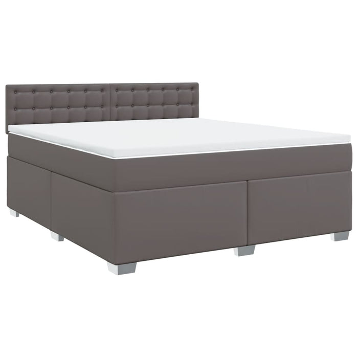 Pat box spring cu saltea, gri, 180x200 cm, piele ecologică - WALTI WALTI