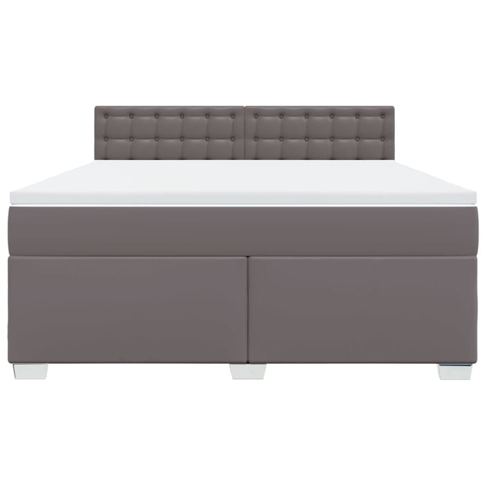 Pat box spring cu saltea, gri, 180x200 cm, piele ecologică - WALTI WALTI