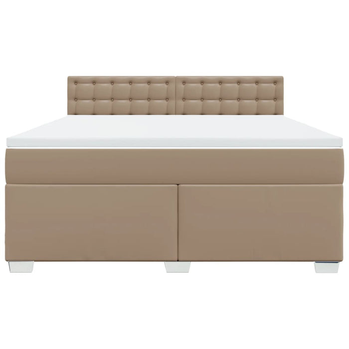 Pat box spring cu saltea, cappuccino, 180x200cm piele ecologică WALTI