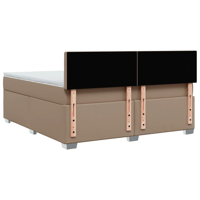 Pat box spring cu saltea, cappuccino, 180x200cm piele ecologică WALTI