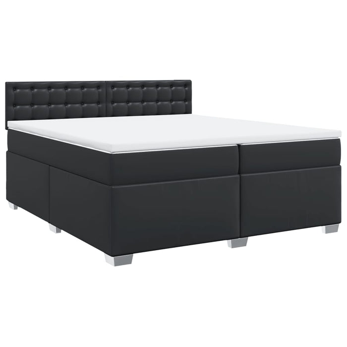 Pat box spring cu saltea, negru, 200x200 cm, piele ecologică - WALTI WALTI
