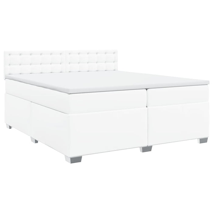 Pat box spring cu saltea, alb, 200x200 cm, piele ecologică - WALTI WALTI