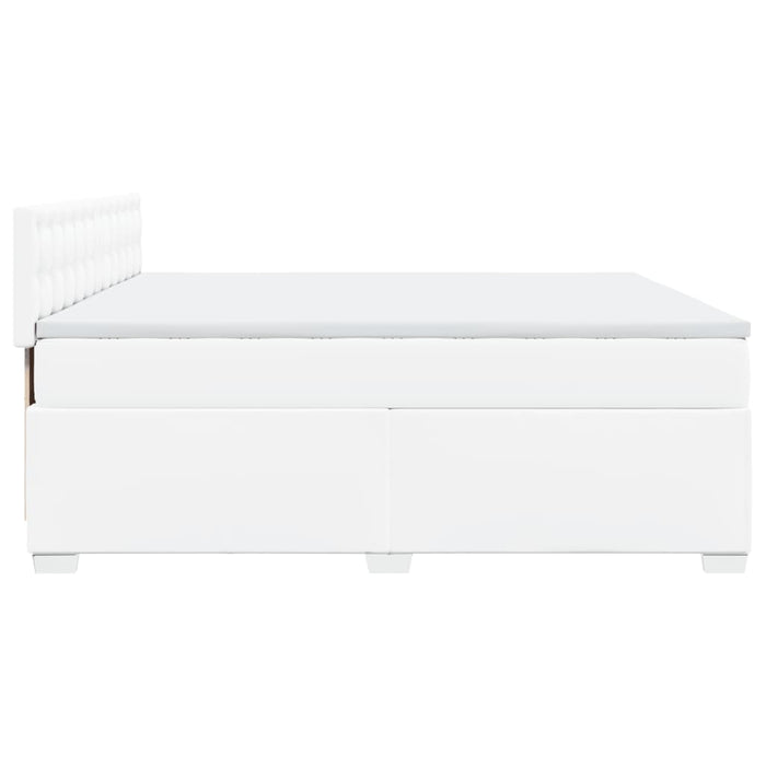 Pat box spring cu saltea, alb, 200x200 cm, piele ecologică - WALTI WALTI
