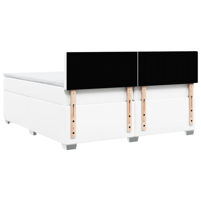 Pat box spring cu saltea, alb, 200x200 cm, piele ecologică - WALTI WALTI