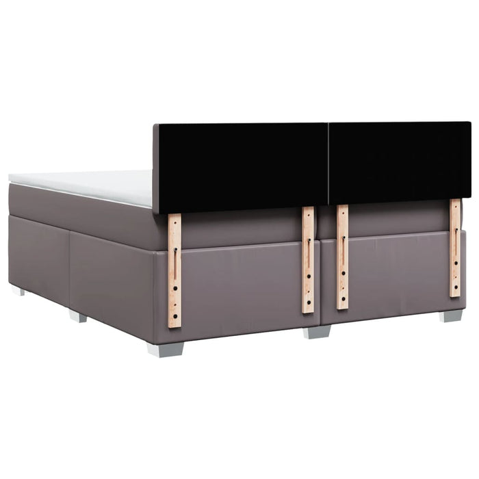Pat continental cu saltea, gri, 200x200 cm, piele ecologică - WALTI WALTI
