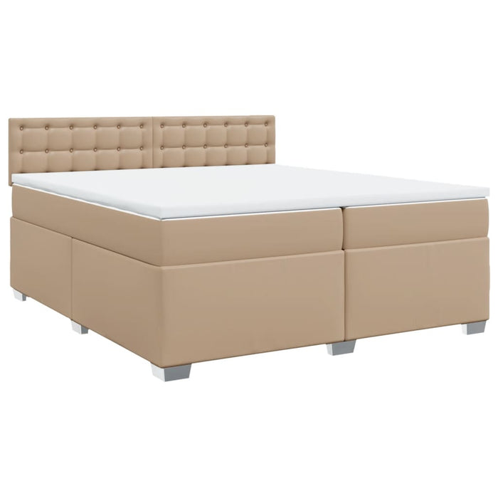 Pat continental cu saltea, cappuccino, 200x200 cm, piele eco WALTI