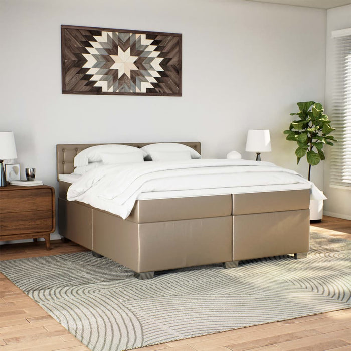 Pat continental cu saltea, cappuccino, 200x200 cm, piele eco WALTI